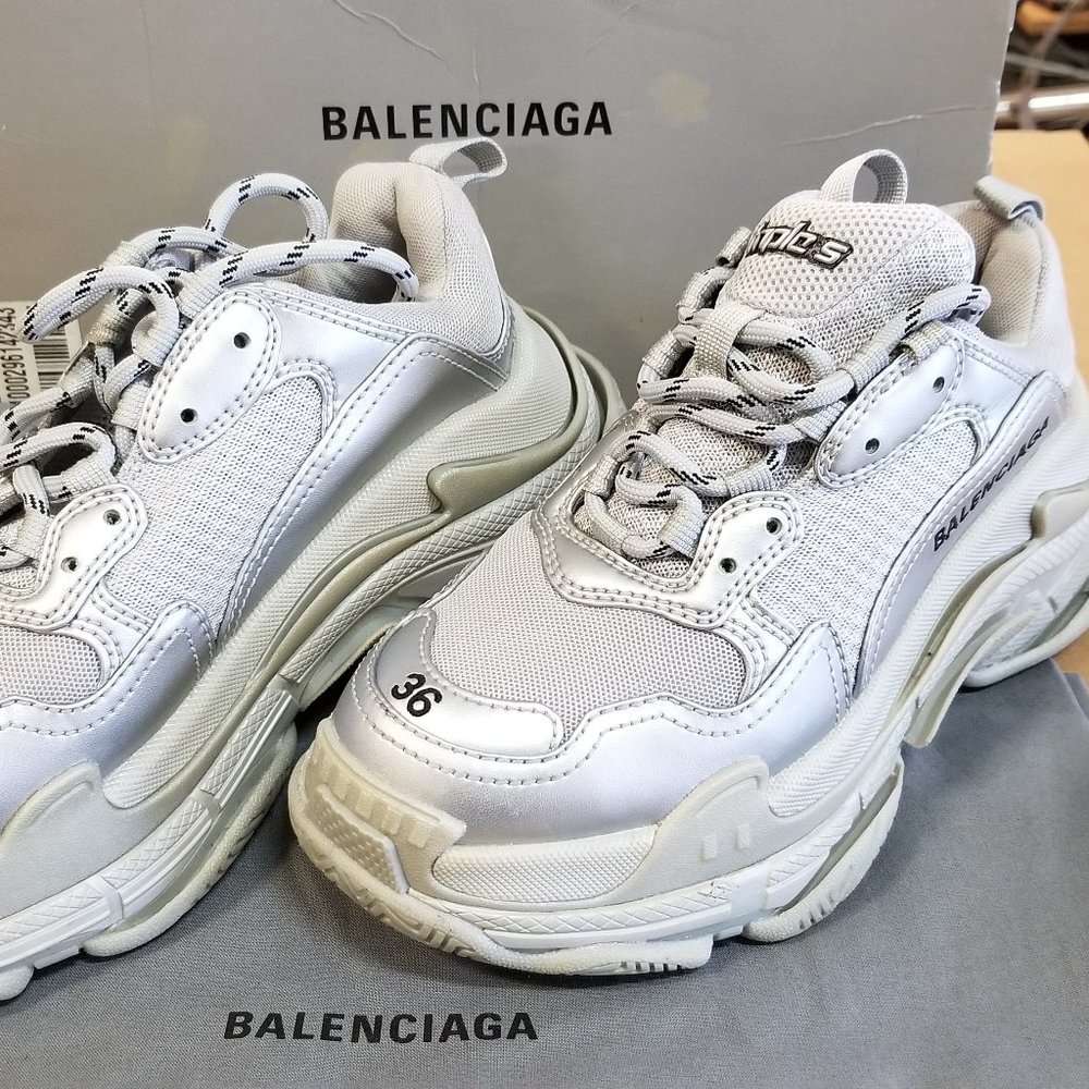 Balenciaga Triple S 36 Silver/White Ladies Shoes Sneakers
